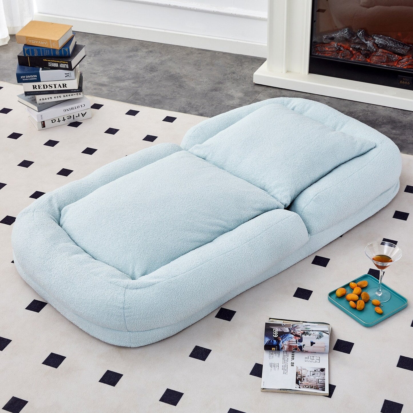 Fauteuil pliant avec 5 positions réglables, fauteuil de sol moelleux pour jeux, méditation et détente