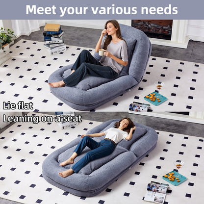 Fauteuil pliant avec 5 positions réglables, fauteuil de sol moelleux pour jeux, méditation et détente