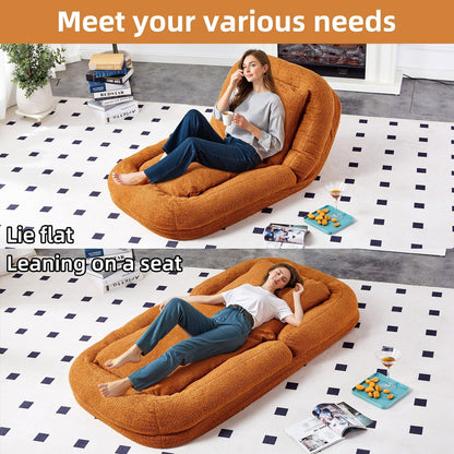 Fauteuil pliant avec 5 positions réglables, fauteuil de sol moelleux pour jeux, méditation et détente