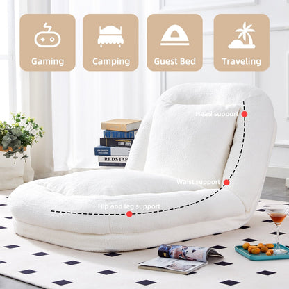 Fauteuil pliant avec 5 positions réglables, fauteuil de sol moelleux pour jeux, méditation et détente