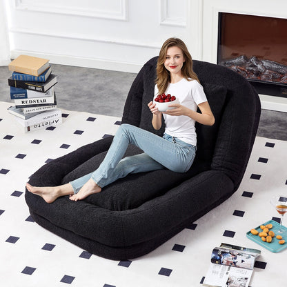 Fauteuil pliant avec 5 positions réglables, fauteuil de sol moelleux pour jeux, méditation et détente