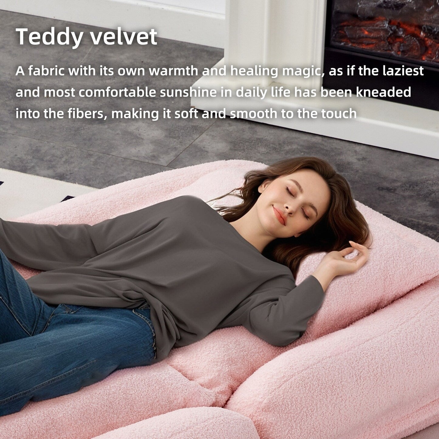 Fauteuil pliant avec 5 positions réglables, fauteuil de sol moelleux pour jeux, méditation et détente