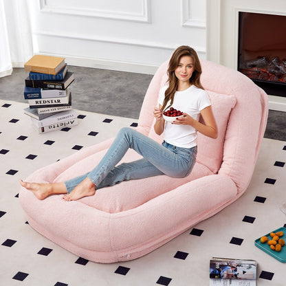 Fauteuil pliant avec 5 positions réglables, fauteuil de sol moelleux pour jeux, méditation et détente