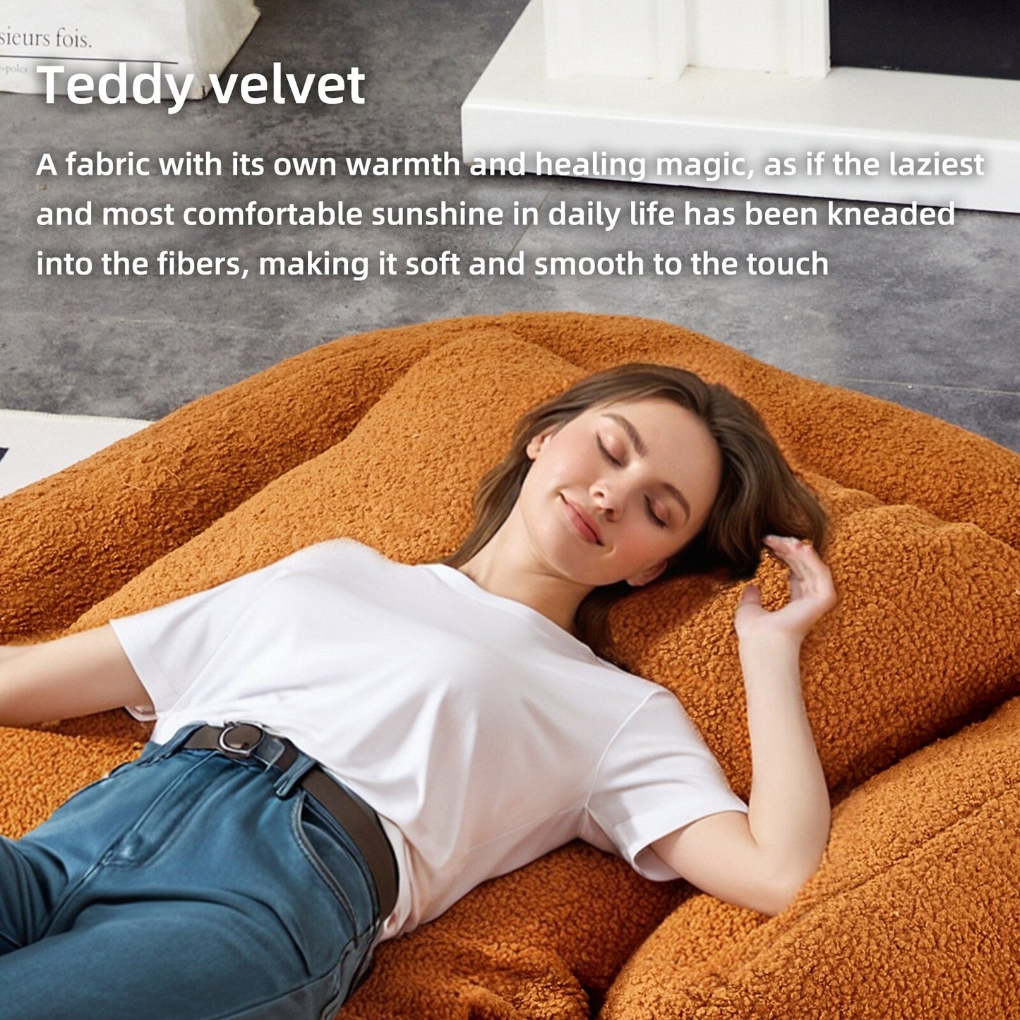 Fauteuil pliant avec 5 positions réglables, fauteuil de sol moelleux pour jeux, méditation et détente