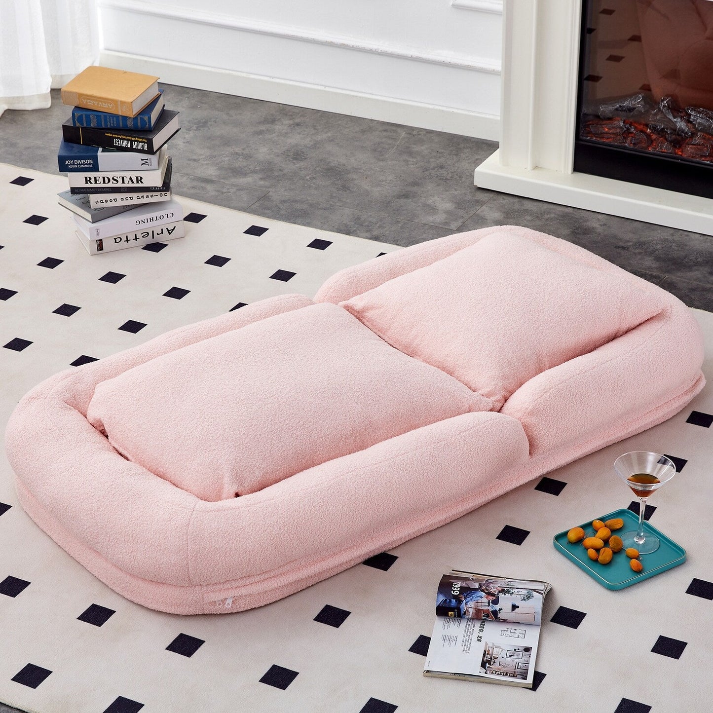 Fauteuil pliant avec 5 positions réglables, fauteuil de sol moelleux pour jeux, méditation et détente