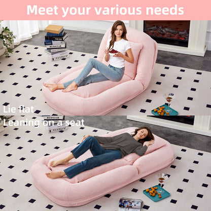 Fauteuil pliant avec 5 positions réglables, fauteuil de sol moelleux pour jeux, méditation et détente