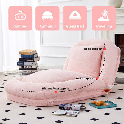 Fauteuil pliant avec 5 positions réglables, fauteuil de sol moelleux pour jeux, méditation et détente