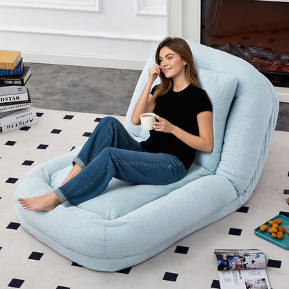 Fauteuil pliant avec 5 positions réglables, fauteuil de sol moelleux pour jeux, méditation et détente