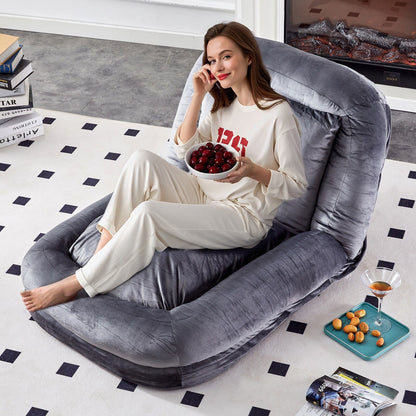 Fauteuil pliant avec 5 positions réglables, fauteuil de sol moelleux pour jeux, méditation et détente