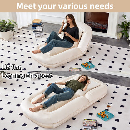 Fauteuil pliant avec 5 positions réglables, fauteuil de sol moelleux pour jeux, méditation et détente