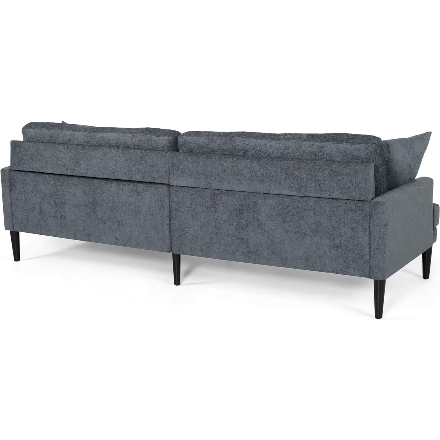 Canapé Foli, pieds fuselés, 96 pouces, banquettes moelleuses, tissu bleu foncé