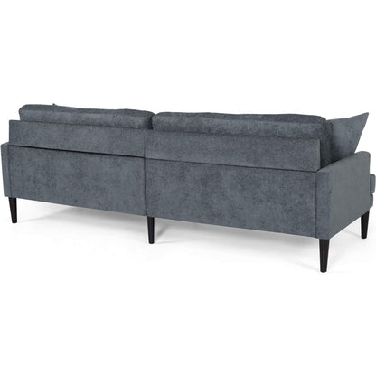 Canapé Foli, pieds fuselés, 96 pouces, banquettes moelleuses, tissu bleu foncé