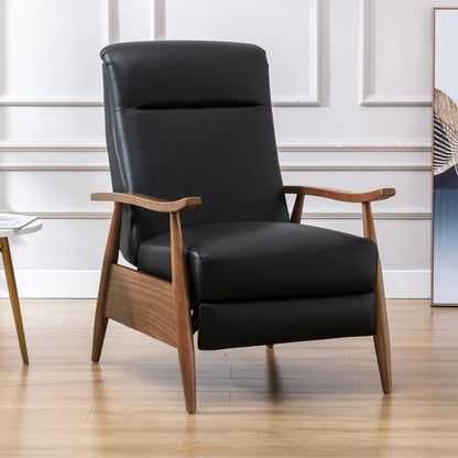 Fauteuil inclinable Fordham en cuir pleine fleur avec accoudoirs en bois par Greyson Living