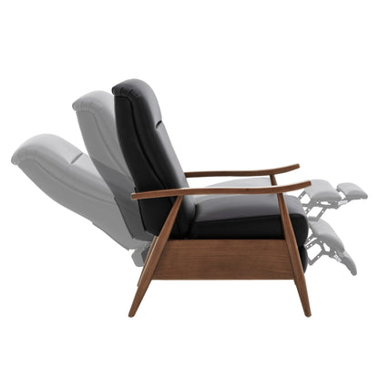 Fauteuil inclinable Fordham en cuir pleine fleur avec accoudoirs en bois par Greyson Living