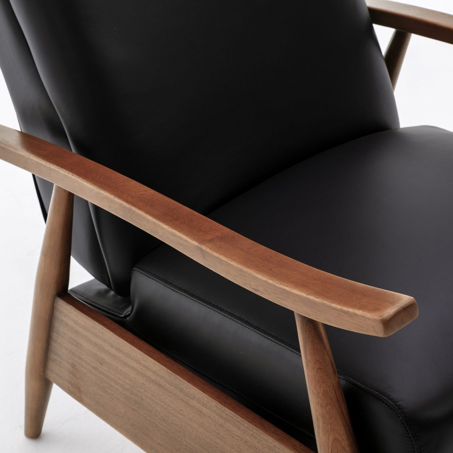 Fauteuil inclinable Fordham en cuir pleine fleur avec accoudoirs en bois par Greyson Living