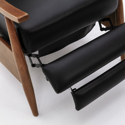 Fauteuil inclinable Fordham en cuir pleine fleur avec accoudoirs en bois par Greyson Living