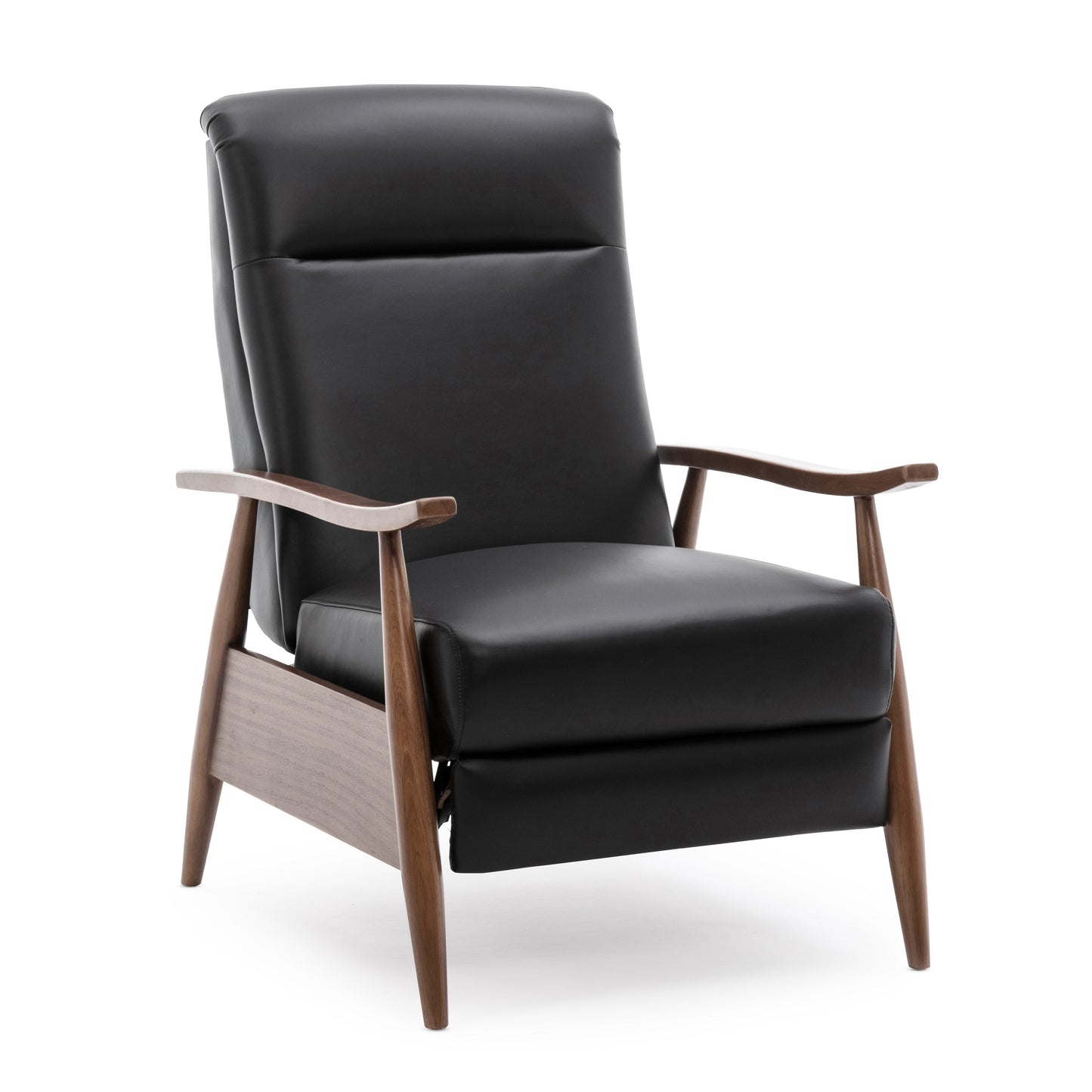Fauteuil inclinable Fordham en cuir pleine fleur avec accoudoirs en bois par Greyson Living