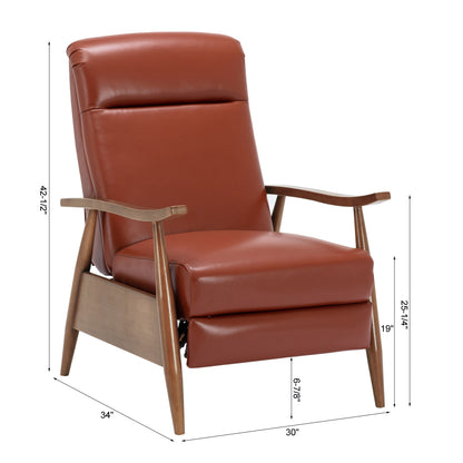 Fauteuil inclinable Fordham en cuir pleine fleur avec accoudoirs en bois par Greyson Living