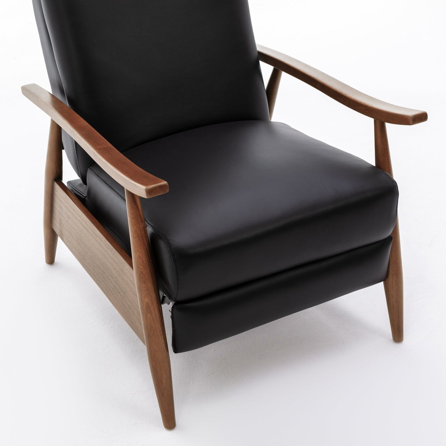 Fauteuil inclinable Fordham en cuir pleine fleur avec accoudoirs en bois par Greyson Living