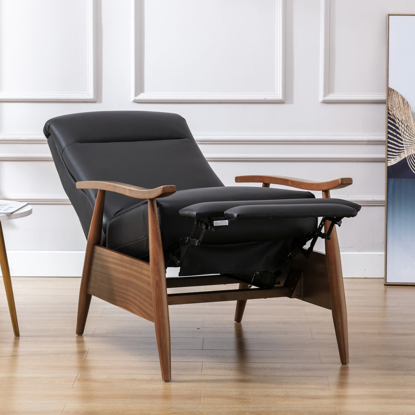 Fauteuil inclinable Fordham en cuir pleine fleur avec accoudoirs en bois par Greyson Living