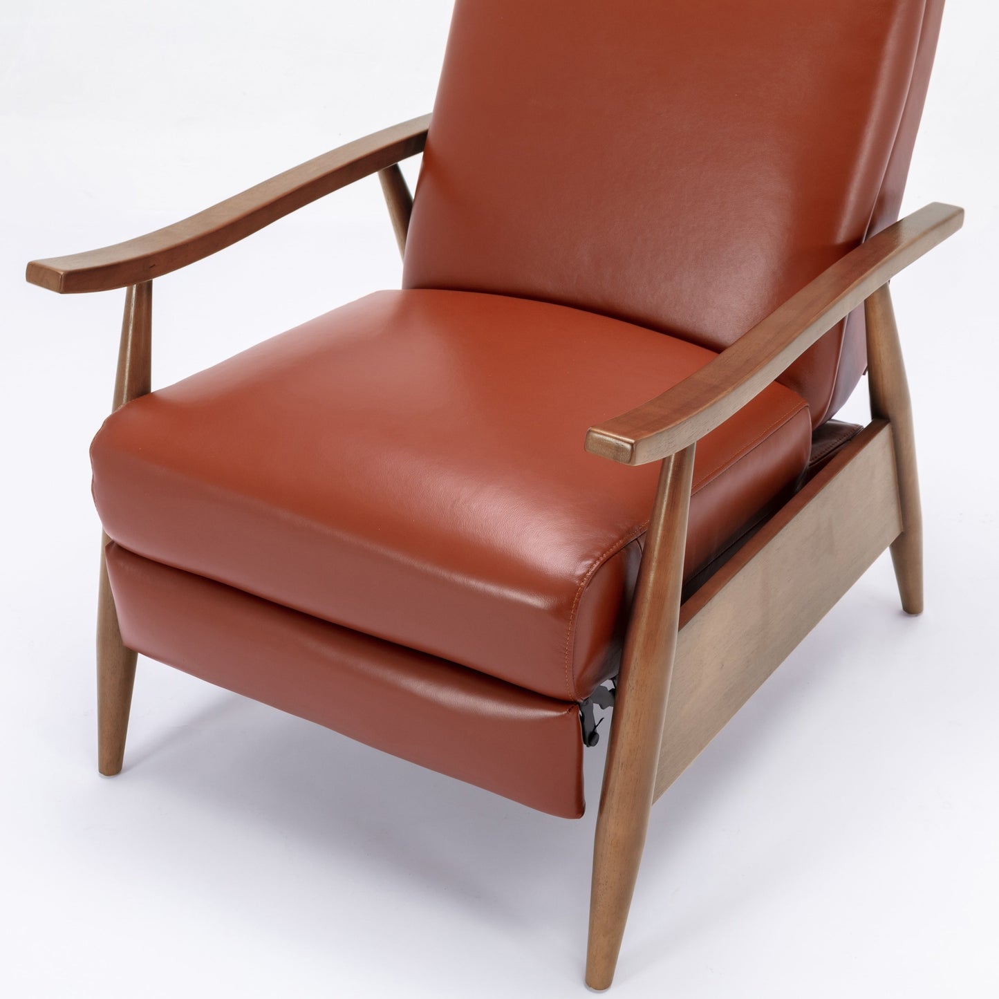Fauteuil inclinable Fordham en cuir pleine fleur avec accoudoirs en bois par Greyson Living