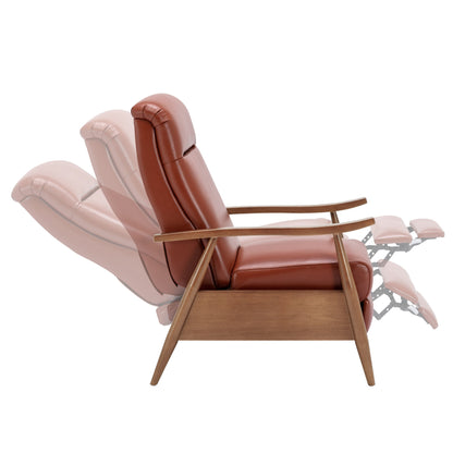 Fauteuil inclinable Fordham en cuir pleine fleur avec accoudoirs en bois par Greyson Living