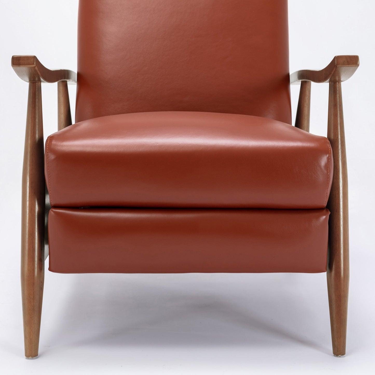 Fauteuil inclinable Fordham en cuir pleine fleur avec accoudoirs en bois par Greyson Living