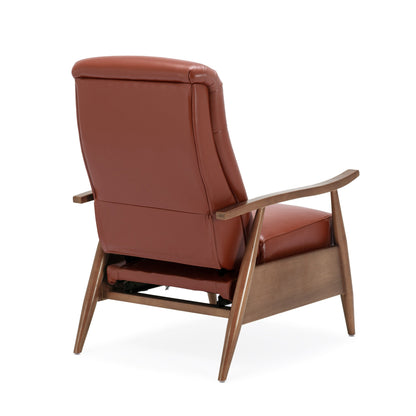 Fauteuil inclinable Fordham en cuir pleine fleur avec accoudoirs en bois par Greyson Living
