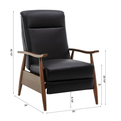Fauteuil inclinable Fordham en cuir pleine fleur avec accoudoirs en bois par Greyson Living