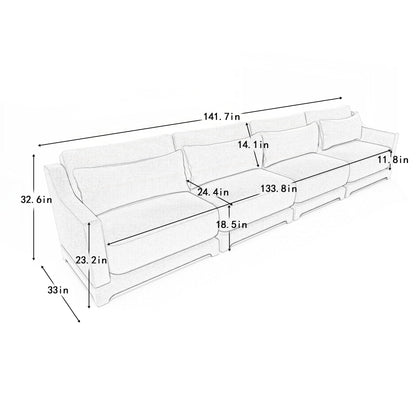 Canapé quatre places en chenille avec coussin lombaire