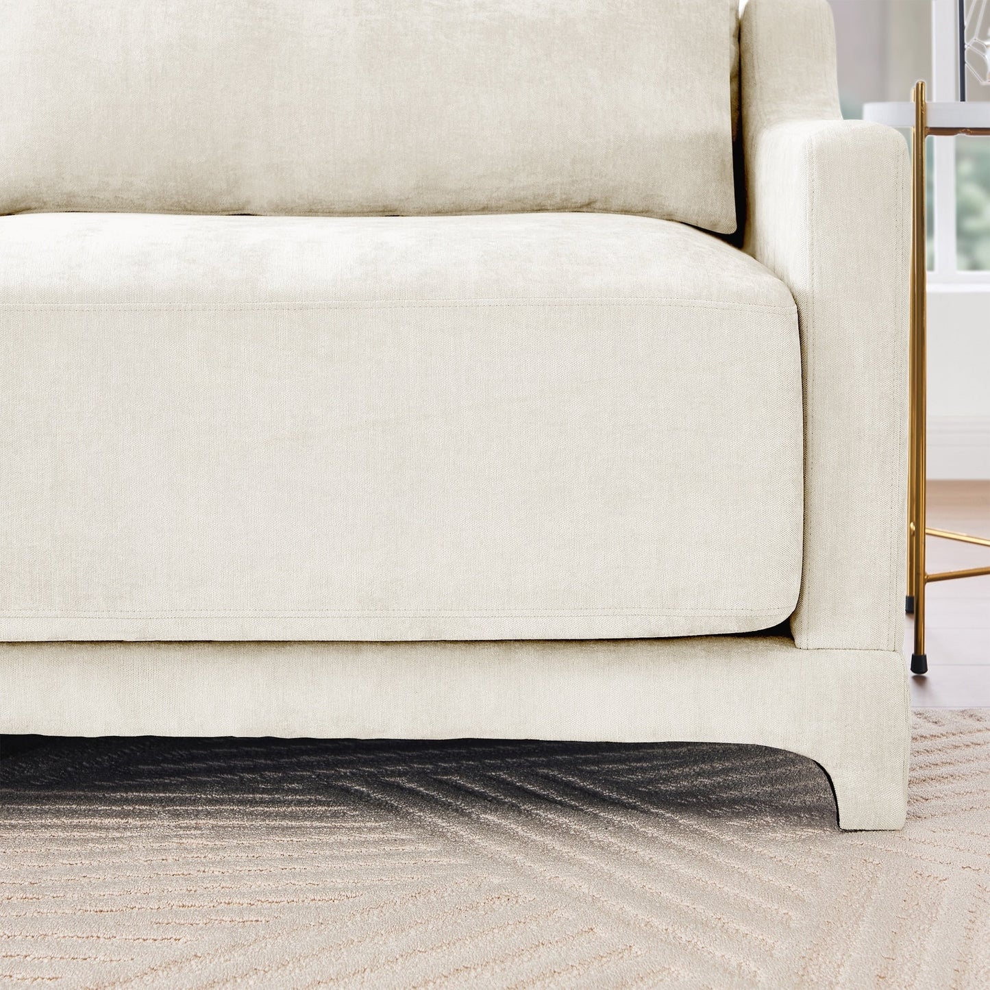 Canapé quatre places en chenille avec coussin lombaire