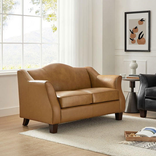 Canapé Franco traditionnel en cuir véritable de 60 pouces de large par HULALA HOME