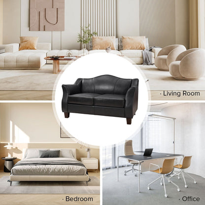 Canapé Franco traditionnel en cuir véritable de 60 pouces de large par HULALA HOME