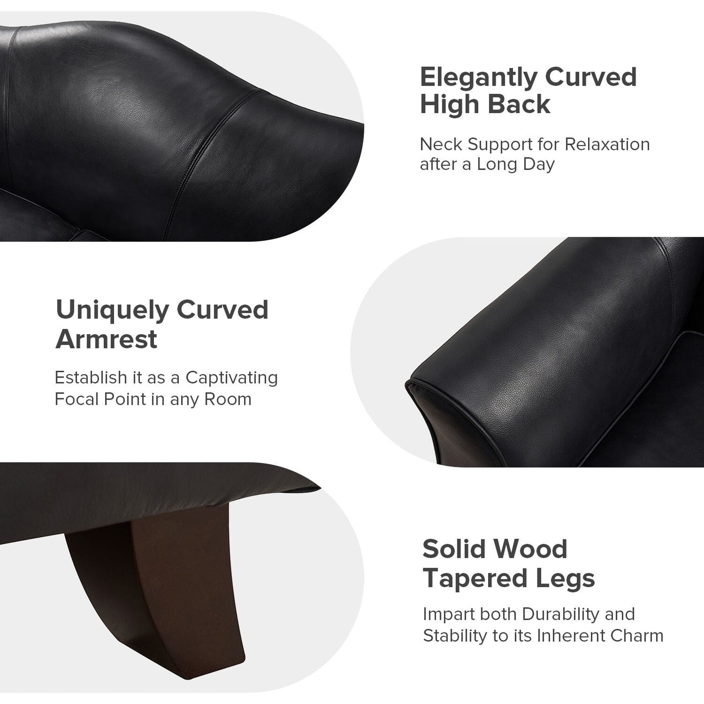 Canapé Franco traditionnel en cuir véritable de 60 pouces de large par HULALA HOME