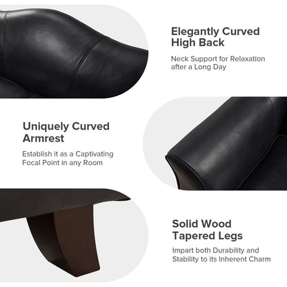 Canapé Franco traditionnel en cuir véritable de 60 pouces de large par HULALA HOME