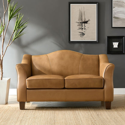 Canapé Franco traditionnel en cuir véritable de 60 pouces de large par HULALA HOME