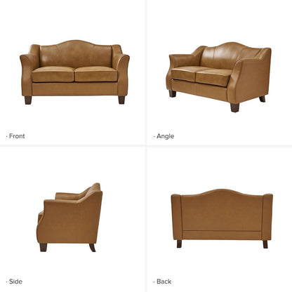 Canapé Franco traditionnel en cuir véritable de 60 pouces de large par HULALA HOME