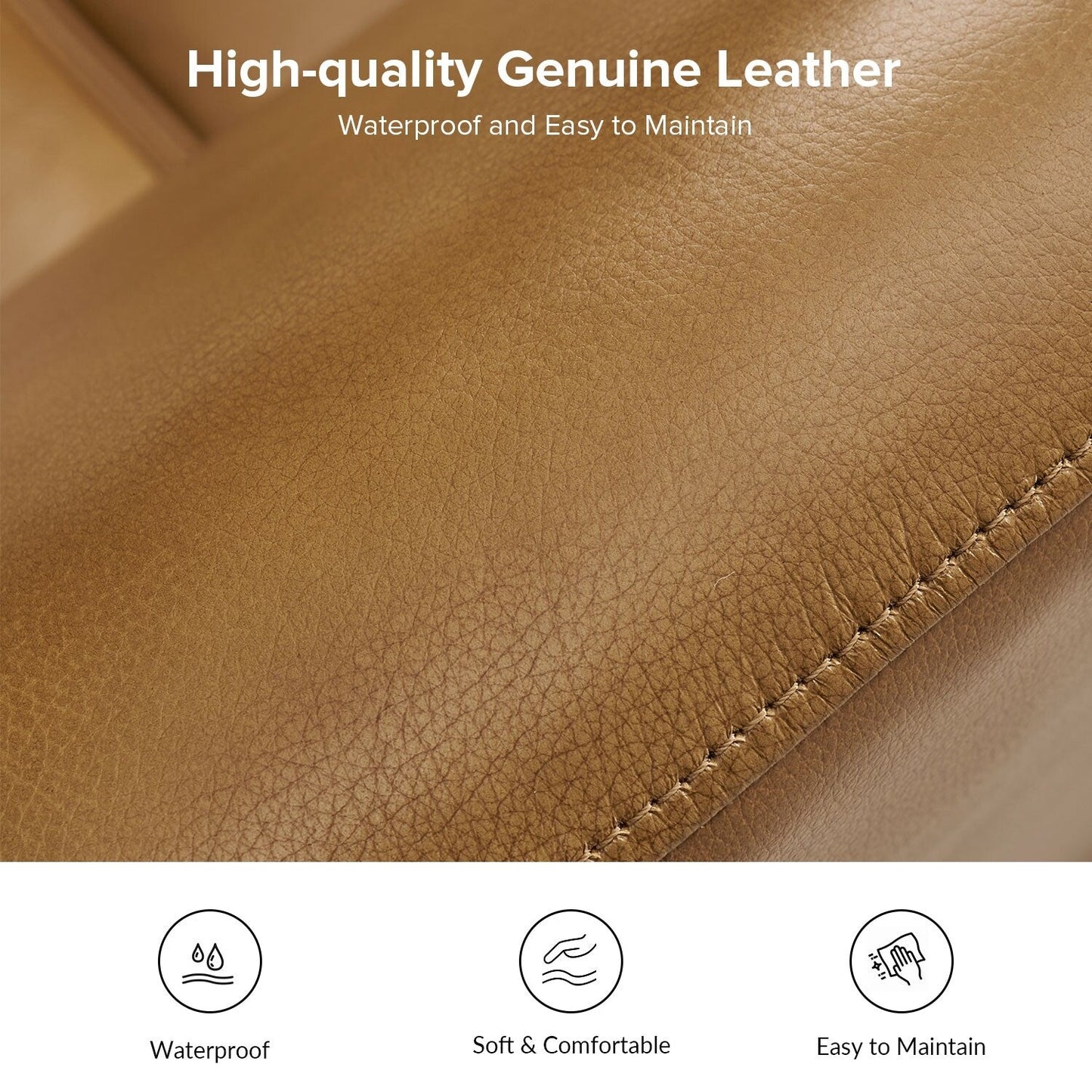 Canapé Franco traditionnel en cuir véritable de 60 pouces de large par HULALA HOME