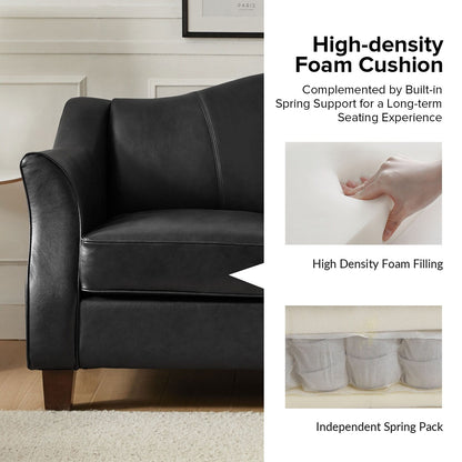 Canapé Franco traditionnel en cuir véritable de 60 pouces de large par HULALA HOME