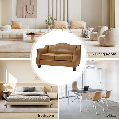 Canapé Franco traditionnel en cuir véritable de 60 pouces de large par HULALA HOME