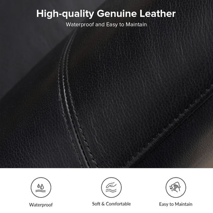 Canapé Franco traditionnel en cuir véritable de 60 pouces de large par HULALA HOME