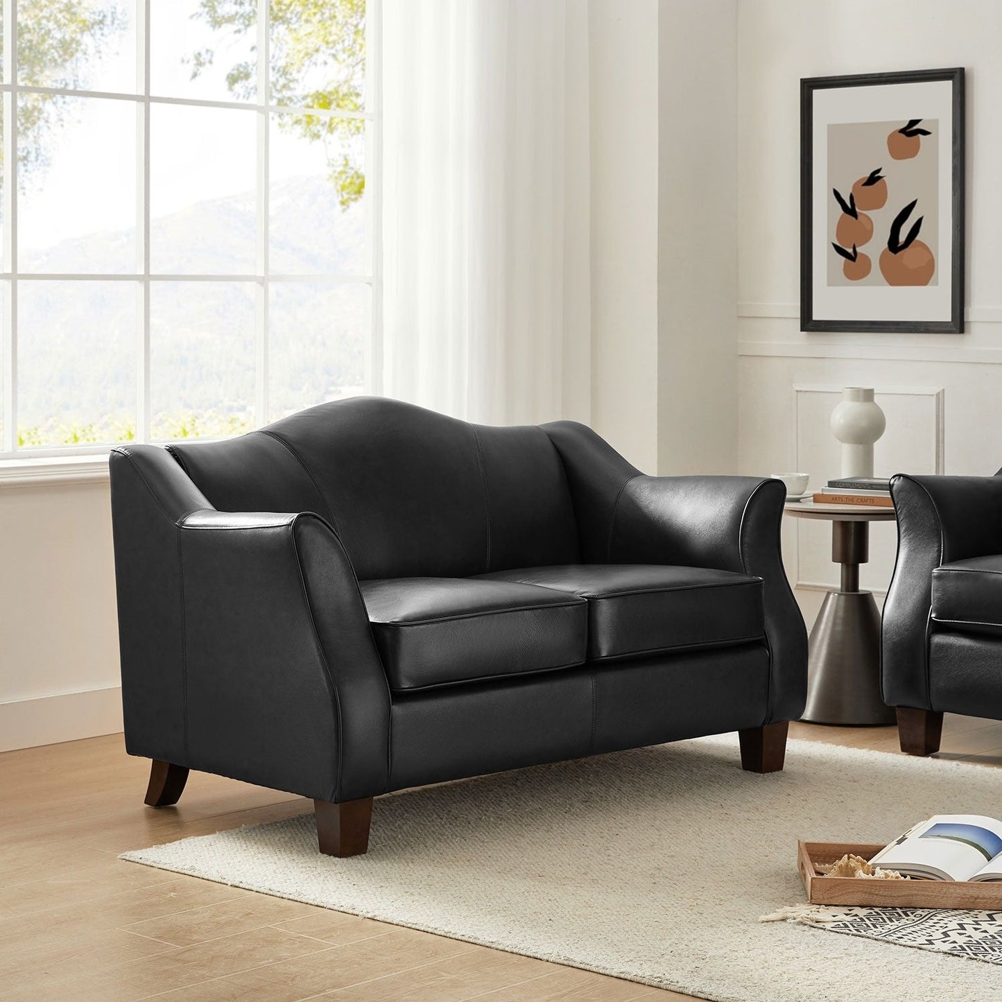 Canapé Franco traditionnel en cuir véritable de 60 pouces de large par HULALA HOME