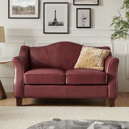 Canapé Franco traditionnel en cuir véritable de 60 pouces de large par HULALA HOME