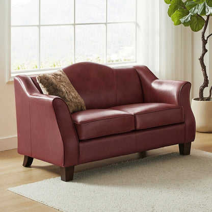 Canapé Franco traditionnel en cuir véritable de 60 pouces de large par HULALA HOME