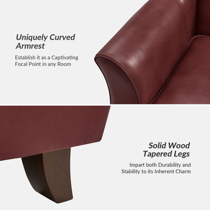 Canapé Franco traditionnel en cuir véritable de 60 pouces de large par HULALA HOME