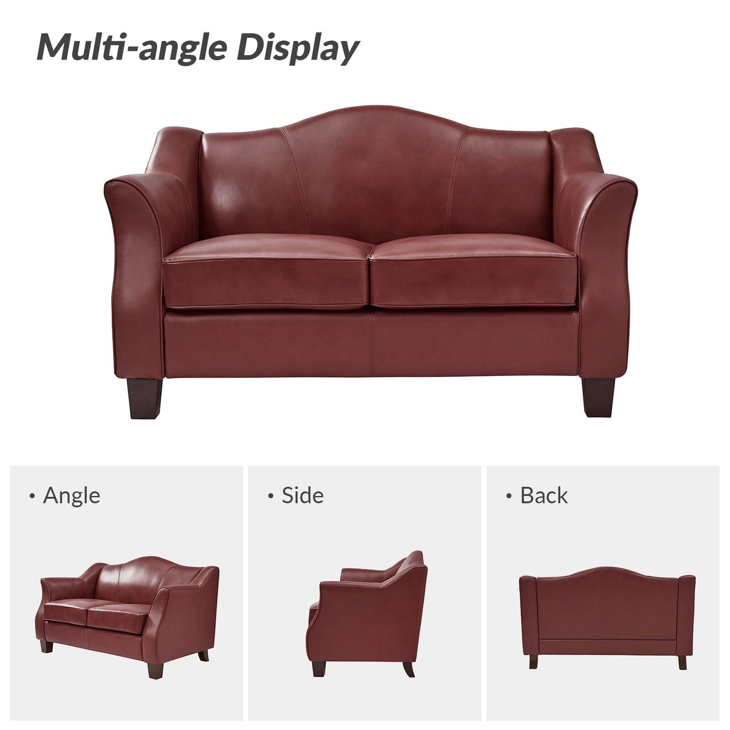 Canapé Franco traditionnel en cuir véritable de 60 pouces de large par HULALA HOME