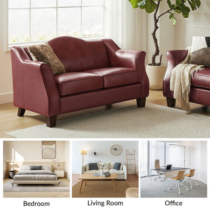 Canapé Franco traditionnel en cuir véritable de 60 pouces de large par HULALA HOME