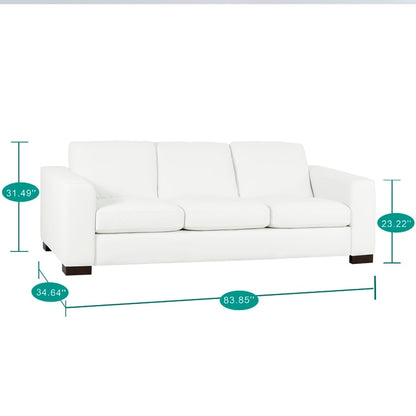 Canapé surdimensionné en cuir véritable - Confort ultime Canapé de salon du milieu du siècle Canapé moderne avec pieds en bloc robustes