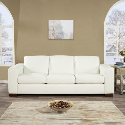 Canapé surdimensionné en cuir véritable - Confort ultime Canapé de salon du milieu du siècle Canapé moderne avec pieds en bloc robustes