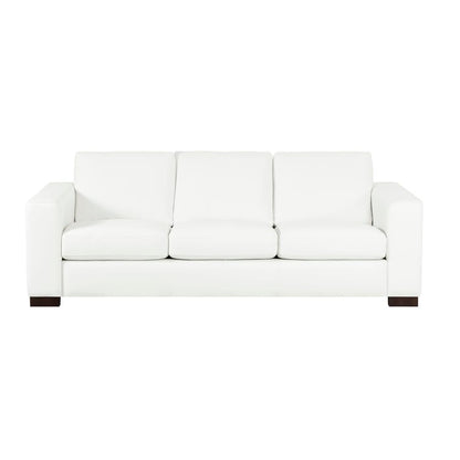 Canapé surdimensionné en cuir véritable - Confort ultime Canapé de salon du milieu du siècle Canapé moderne avec pieds en bloc robustes